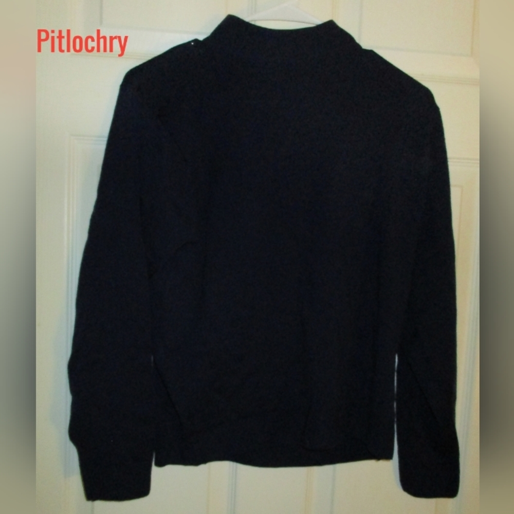 ∆ Pitlochry Navy Blue Lamb Wool Sweater -Made in U.K. VTG - Size: UK 14 US 12